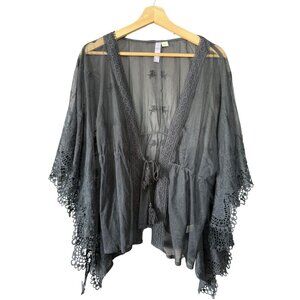 ALYA I Black Lace Swim Coverup I Boho Kimono I Size Medium
